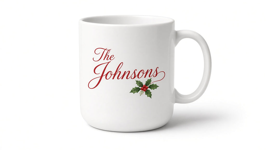Personalized family name Christmas mug, alternate view