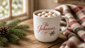 Personalized Christmas mug printed with family name and year