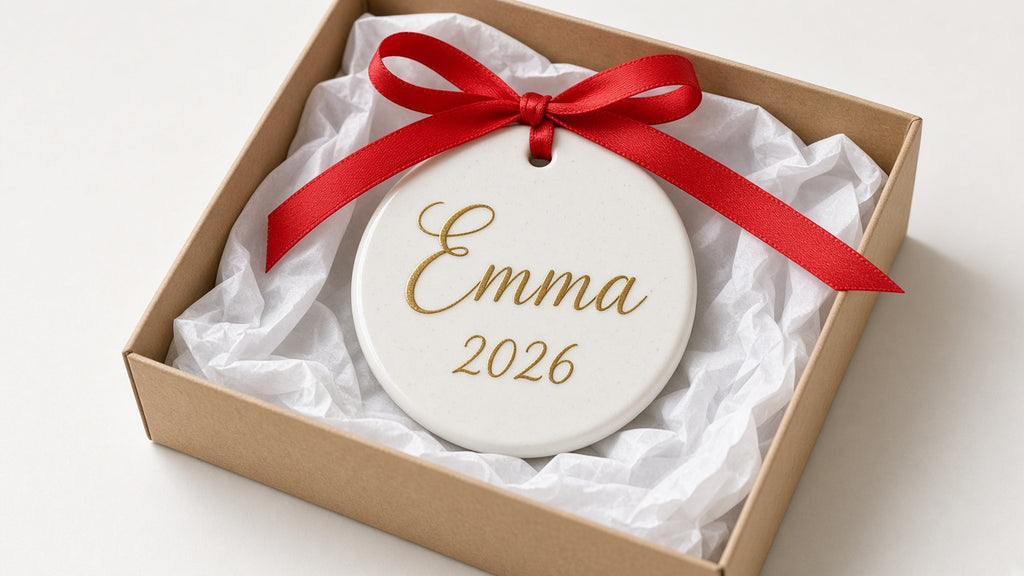 Personalized name Christmas ornament, design detail