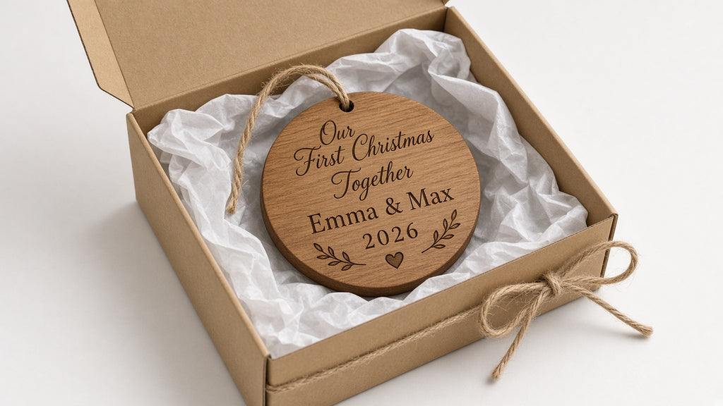 Our First Christmas Together couple ornament, alternate view