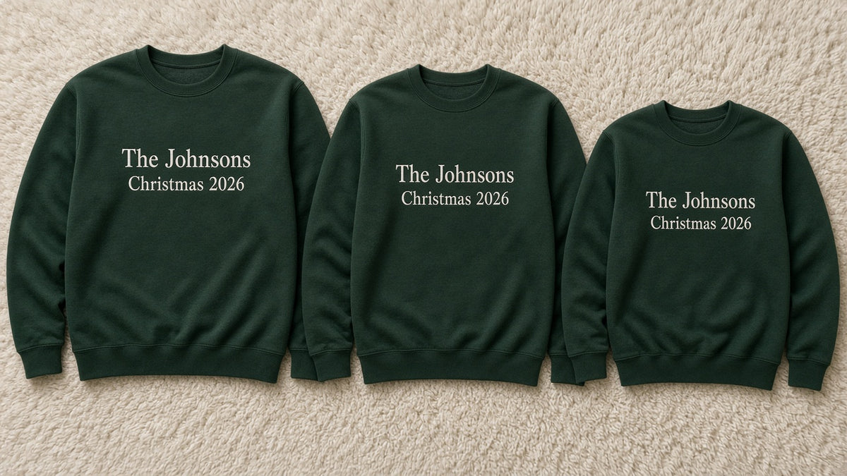 Matching family Christmas sweatshirt, print detail