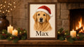 Custom pet portrait Christmas print made from a pet photo