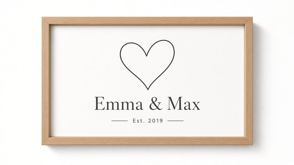 Personalized couple names print, design detail