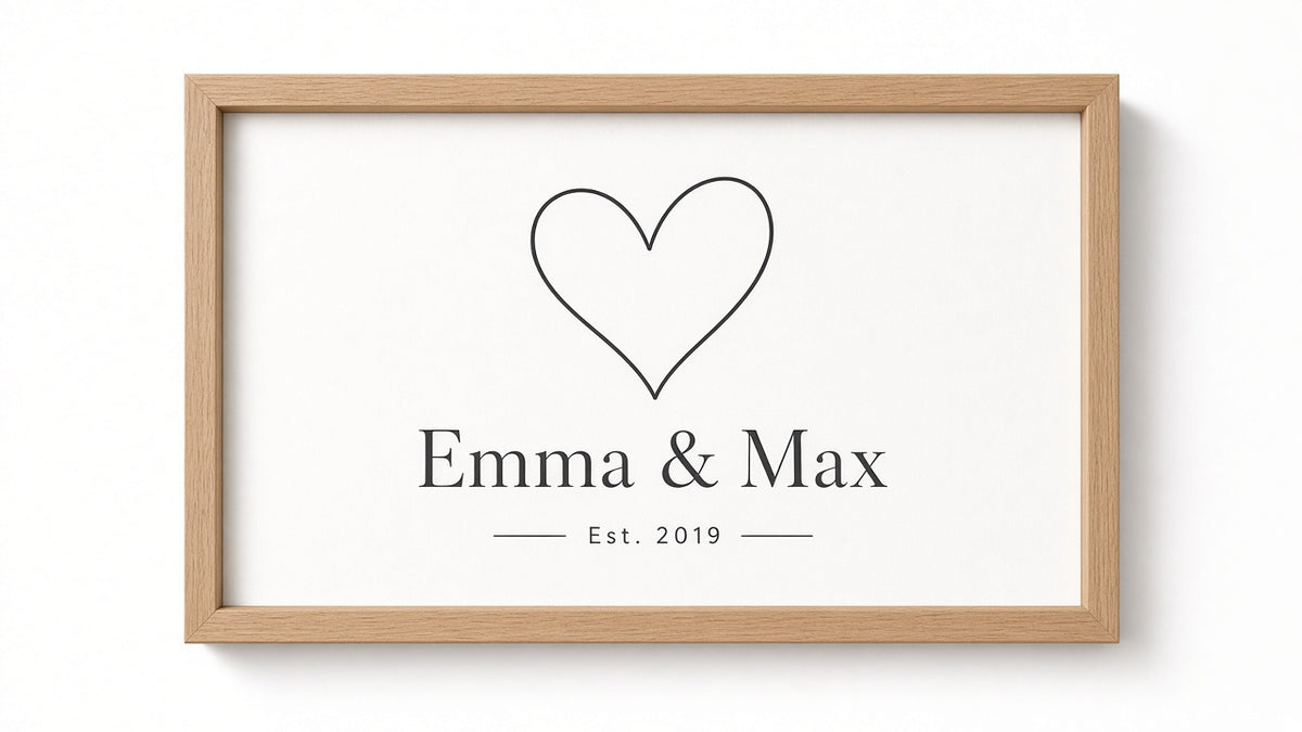 Personalized couple names print, design detail