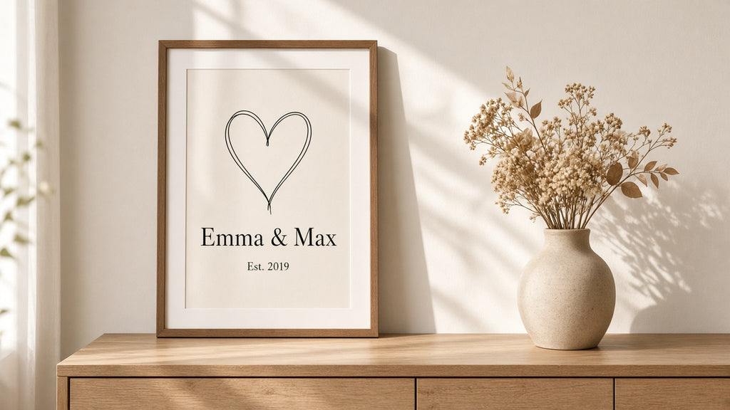 Personalized couple names love print with date