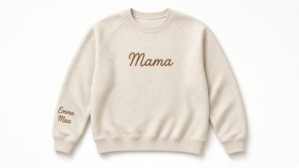 Custom Mama sweatshirt with kids' names, alternate view