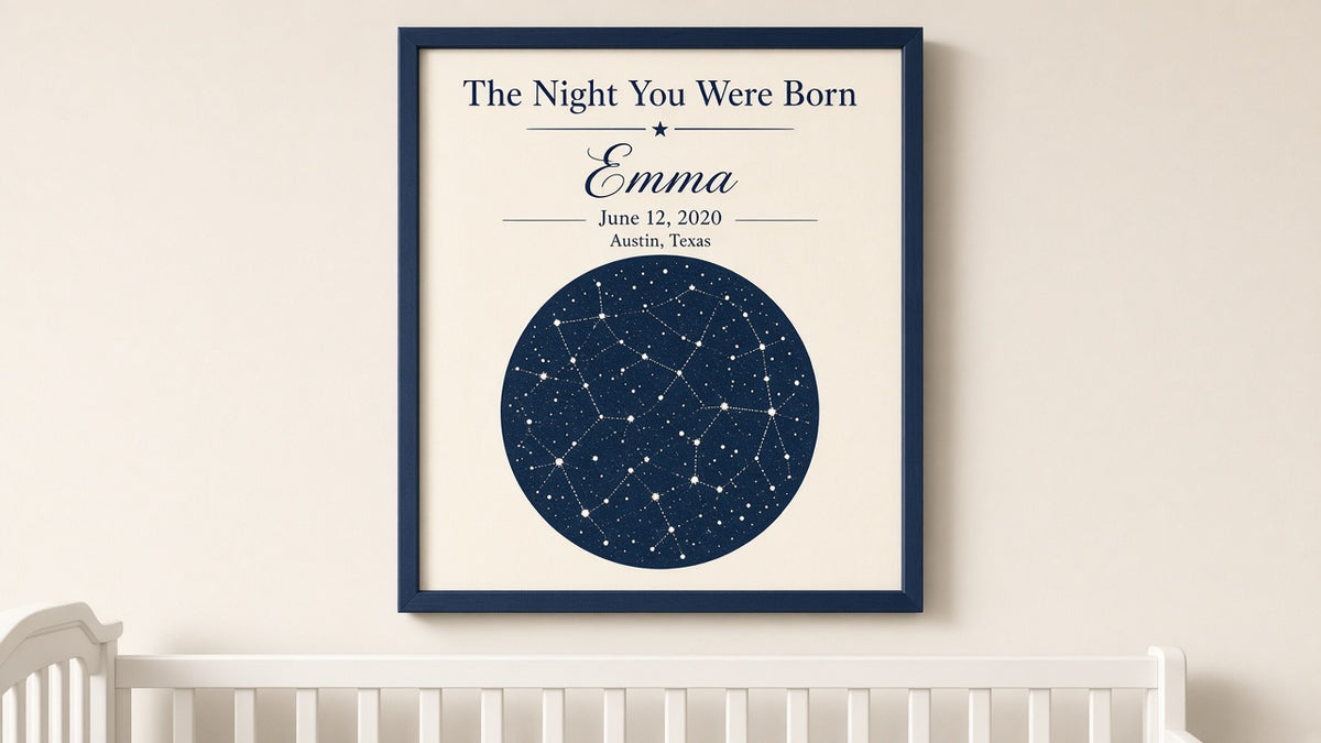 Personalized star map print, alternate view