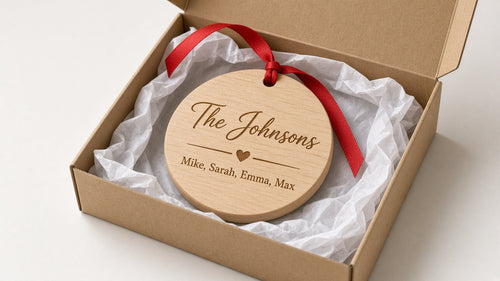 Personalized family names Christmas ornament, alternate view