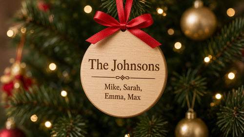 Custom family names Christmas ornament with every family member's name