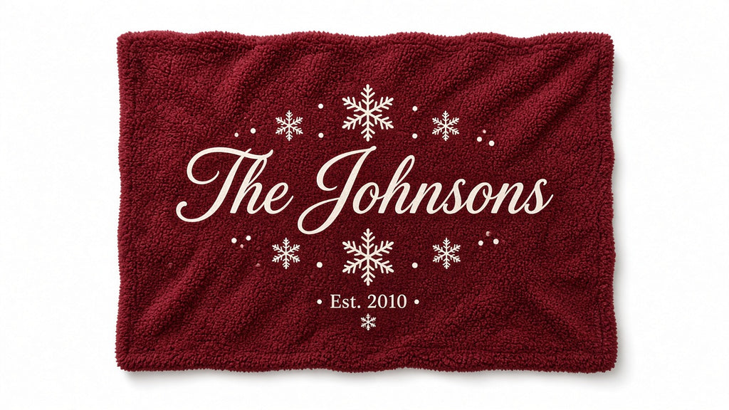 Custom family Christmas blanket, print detail