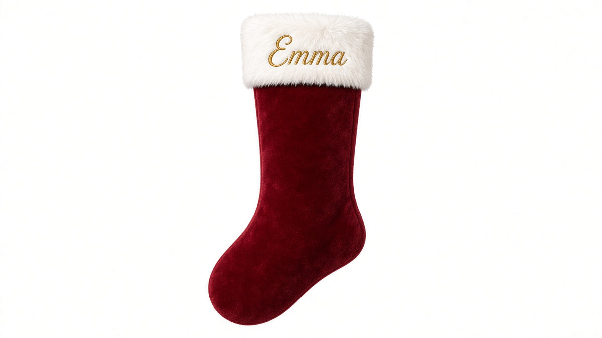 Personalized velvet Christmas stocking, alternate view